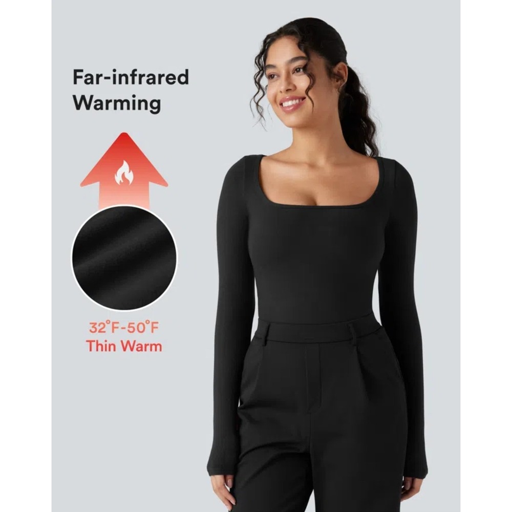 Halara Scoop Neck Long Sleeve Work Warming T-Shirt NEW XS Basic Heatcore Fleece‎ - Picture 6 of 16